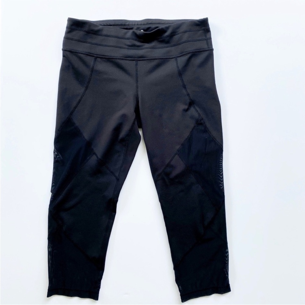 Athleta Black Crop Workout Running Yoga Leggings Mesh Size Medium